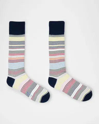 Paul Smith Men's Idris Signature Thin Stripe Crew Socks | Thumbnail 2