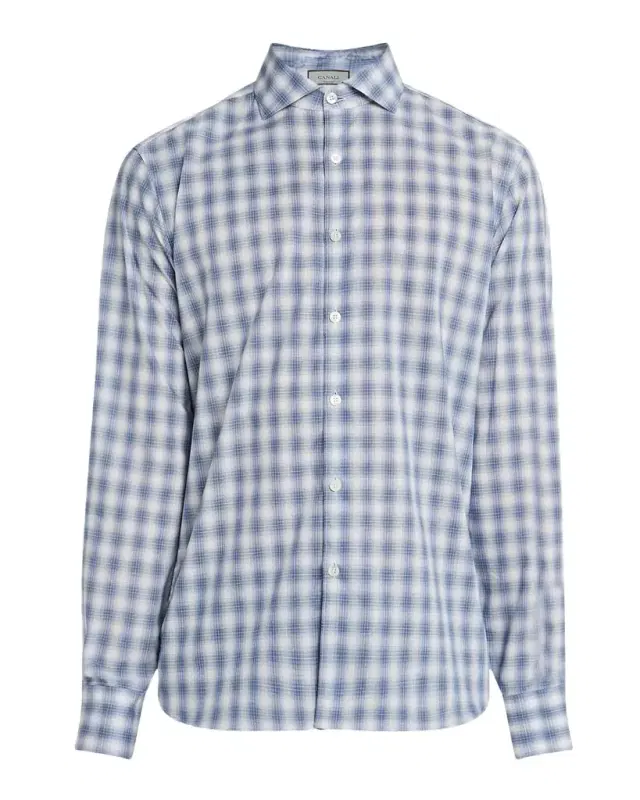 Canali Men 's Cotton Ombre Check Sport Shirt