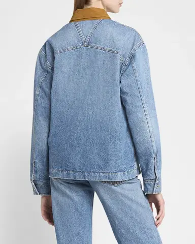 Bottega Veneta Suede Collar Vintage Indigo Denim Jacket | Thumbnail 3