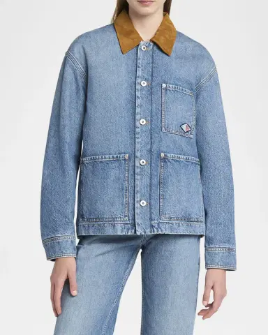 Bottega Veneta Suede Collar Vintage Indigo Denim Jacket | Thumbnail 4