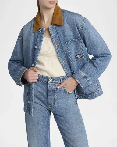 Bottega Veneta Suede Collar Vintage Indigo Denim Jacket | Thumbnail 5