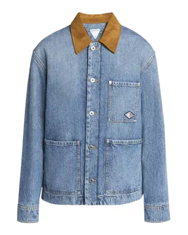 Bottega Veneta Suede Collar Vintage Indigo Denim Jacket | Thumbnail 1