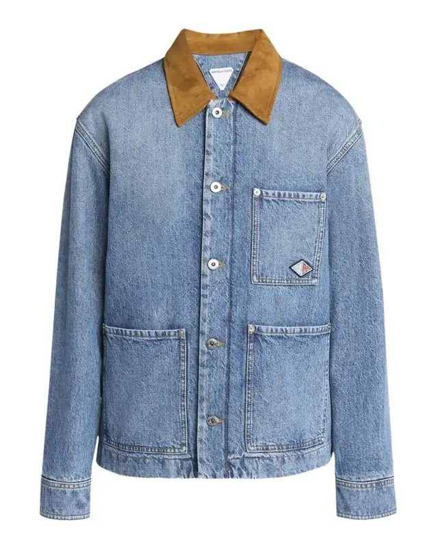 Bottega Veneta Suede Collar Vintage Indigo Denim Jacket