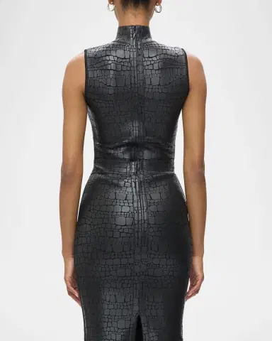 Hervé Léger Clarice Mock-Neck Croc-Embossed Sleeveless Top | Thumbnail 3 Hervé Léger Clarice Mock-Neck Croc-Embossed Sleeveless Top | Thumbnail 3