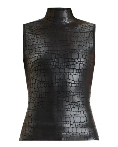 Hervé Léger Clarice Mock-Neck Croc-Embossed Sleeveless Top | Thumbnail 1 Hervé Léger Clarice Mock-Neck Croc-Embossed Sleeveless Top | Thumbnail 1