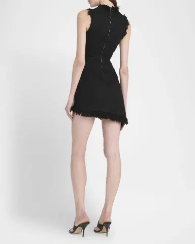 FERRAGAMO Raw-Edge Sleeveless Denim Mini Curve Dress | Thumbnail 3