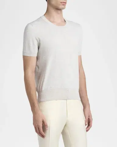 Tom Ford Men's Cotton Short-Sleeve Crewneck Sweater | Thumbnail 4 Tom Ford Men's Cotton Short-Sleeve Crewneck Sweater | Thumbnail 4
