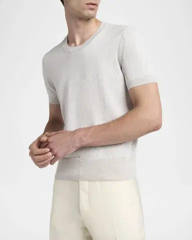 Tom Ford Men's Cotton Short-Sleeve Crewneck Sweater | Thumbnail 5 Tom Ford Men's Cotton Short-Sleeve Crewneck Sweater | Thumbnail 5