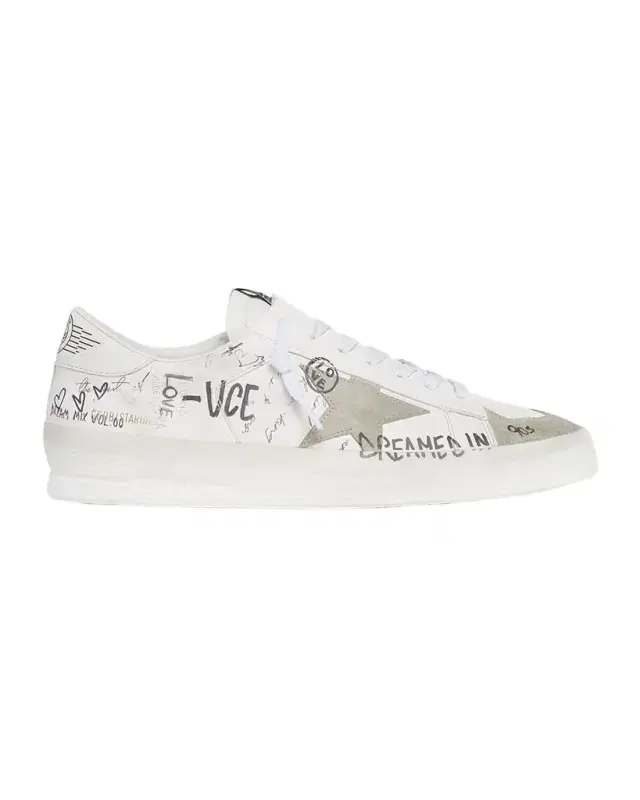 Men 's Stardan Graffiti Leather Low-Top Sneakers