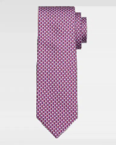 Canali Men 's Geometric Chainlink Silk Tie | Thumbnail 2