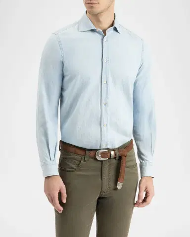 Boglioli Men 's Denim Button-Down Shirt | Thumbnail 3