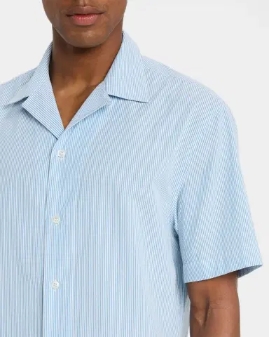 Brioni Men 's Stripe Cotton Seersucker Short-Sleeve Shirt | Thumbnail 5