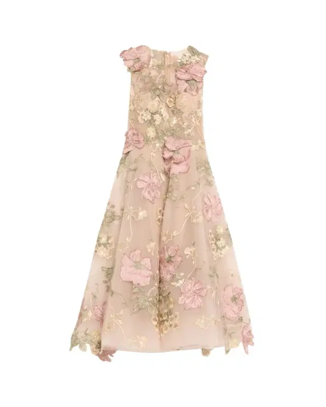 Floral Embroidered Sleeveless Tea-Length Dress