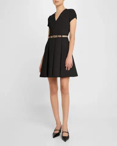 Emporio Armani Emma Belted Pleated A-Line Mini Dress | Thumbnail 2 Emporio Armani Emma Belted Pleated A-Line Mini Dress | Thumbnail 2