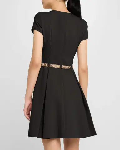 Emporio Armani Emma Belted Pleated A-Line Mini Dress | Thumbnail 3 Emporio Armani Emma Belted Pleated A-Line Mini Dress | Thumbnail 3