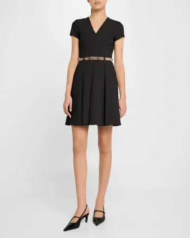Emporio Armani Emma Belted Pleated A-Line Mini Dress | Thumbnail 4 Emporio Armani Emma Belted Pleated A-Line Mini Dress | Thumbnail 4
