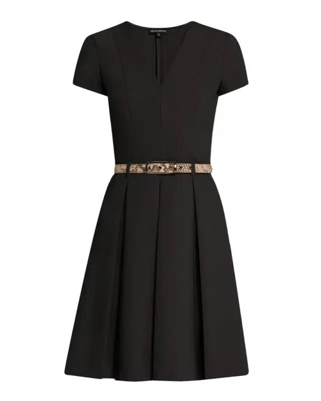 Emma Belted Pleated A-Line Mini Dress
