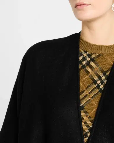 Burberry Vintage-Style Check Fringed Wool Cape | Thumbnail 4