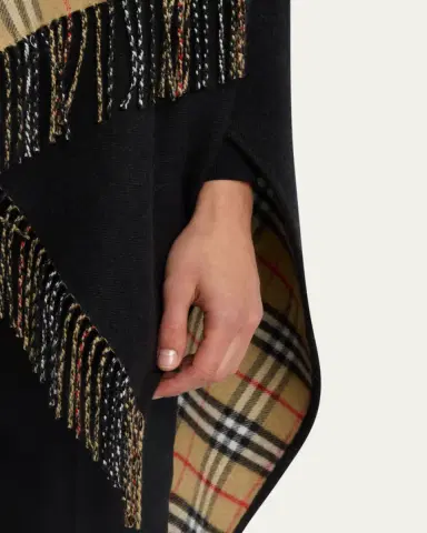 Burberry Vintage-Style Check Fringed Wool Cape | Thumbnail 9