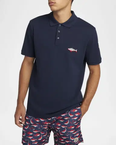 Moncler Men's Shark Pique Polo Shirt | Thumbnail 4