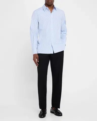 Saint Laurent Men 's Relaxed-Fit Cotton Stripe Sport Shirt | Thumbnail 2