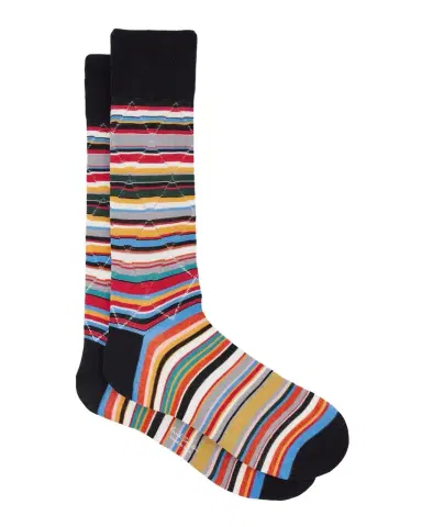 Paul Smith Men's Openwork Stripe Argyle-Overlay Crew Socks | Thumbnail 1 Paul Smith Men's Openwork Stripe Argyle-Overlay Crew Socks | Thumbnail 1