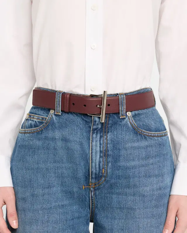 Sling Cross-Bar Buckle Leather Belt