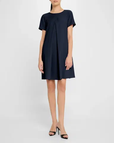 Emporio Armani Pleated Techno Cady Babydoll Mini Dress | Thumbnail 4 Emporio Armani Pleated Techno Cady Babydoll Mini Dress | Thumbnail 4