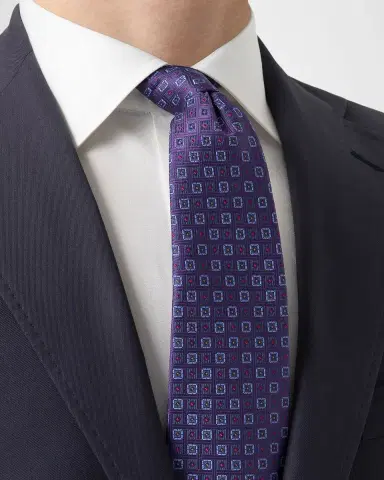 Eton Men's Geometric Woven Silk Tie | Thumbnail 2 Eton Men's Geometric Woven Silk Tie | Thumbnail 2
