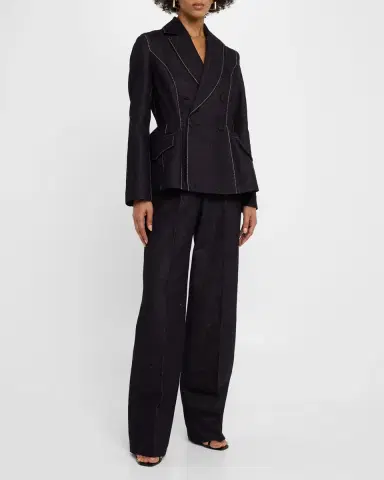 Dice Kayek Pleated Wide-Leg Denim Pants | Thumbnail 2