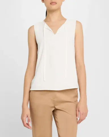 Emporio Armani Sleeveless Front-Tie Blouse | Thumbnail 4