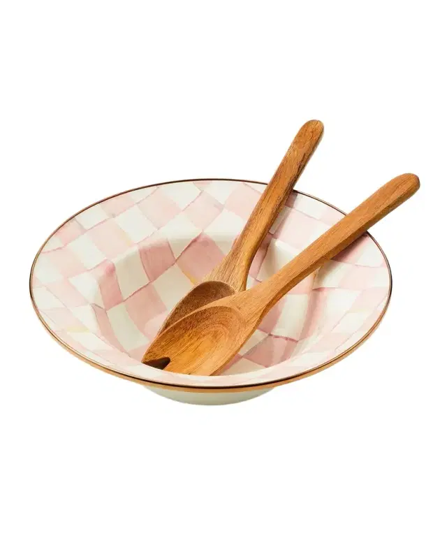 MacKenzie-Childs Rosy Check Salad Serving Set