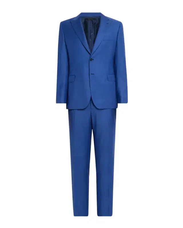 Men 's Sharkskin Wool Peak-Lapel Suit