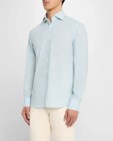 Canali Men's Micro-Geometric Sport Shirt | Thumbnail 4 Canali Men's Micro-Geometric Sport Shirt | Thumbnail 4