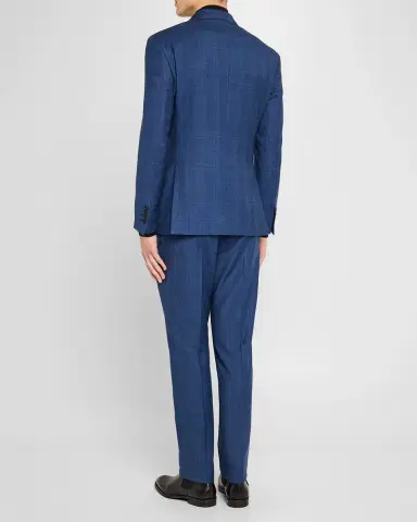 Emporio Armani Men's Micro-Plaid Wool-Blend Suit | Thumbnail 3 Emporio Armani Men's Micro-Plaid Wool-Blend Suit | Thumbnail 3