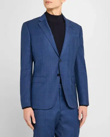 Emporio Armani Men's Micro-Plaid Wool-Blend Suit | Thumbnail 4 Emporio Armani Men's Micro-Plaid Wool-Blend Suit | Thumbnail 4