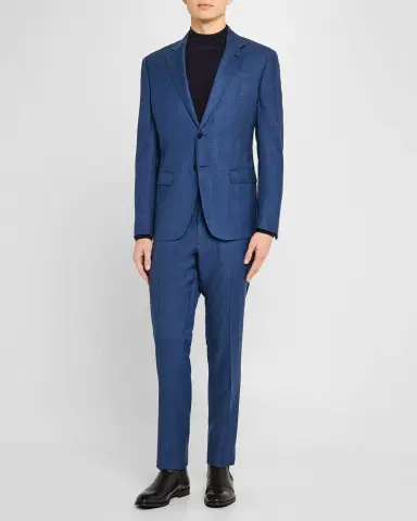 Emporio Armani Men's Micro-Plaid Wool-Blend Suit | Thumbnail 6 Emporio Armani Men's Micro-Plaid Wool-Blend Suit | Thumbnail 6