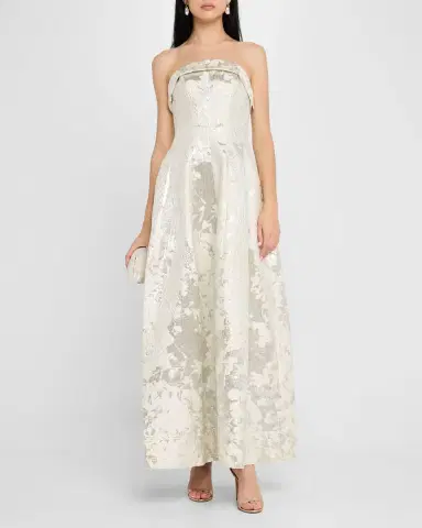 Simkhai Octavia Strapless Metallic Jacquard Gown | Thumbnail 2