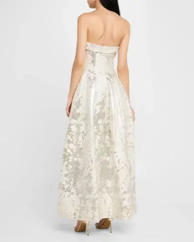 Simkhai Octavia Strapless Metallic Jacquard Gown | Thumbnail 3