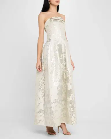 Simkhai Octavia Strapless Metallic Jacquard Gown | Thumbnail 4