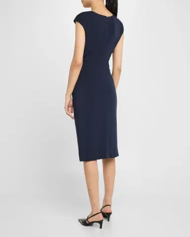 Emporio Armani Ruched Boat-Neck Knee-Length Jersey Dress | Thumbnail 2 Emporio Armani Ruched Boat-Neck Knee-Length Jersey Dress | Thumbnail 2