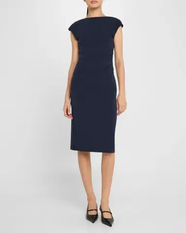 Emporio Armani Ruched Boat-Neck Knee-Length Jersey Dress | Thumbnail 3 Emporio Armani Ruched Boat-Neck Knee-Length Jersey Dress | Thumbnail 3