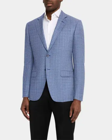 Emporio Armani Men's Textured Plaid Sport Coat | Thumbnail 3