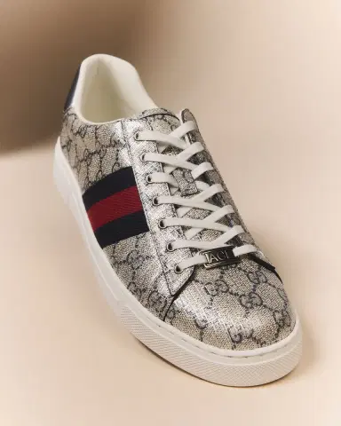 Gucci Men's Shiny GG Supreme Ace Sneakers | Thumbnail 3 Gucci Men's Shiny GG Supreme Ace Sneakers | Thumbnail 3