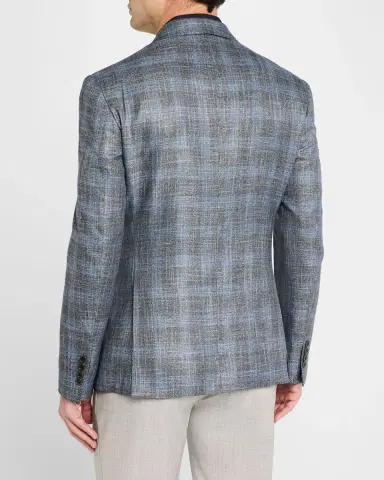 Emporio Armani Men's Bamboo Textured Plaid Sport Coat | Thumbnail 3