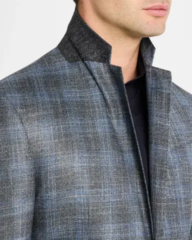 Emporio Armani Men's Bamboo Textured Plaid Sport Coat | Thumbnail 7