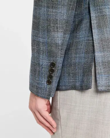 Emporio Armani Men's Bamboo Textured Plaid Sport Coat | Thumbnail 8