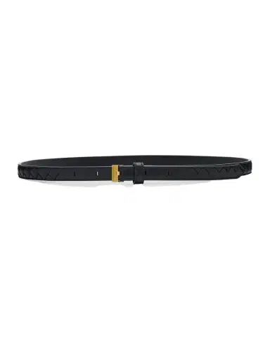 Bottega Veneta Watch-Buckle Intrecciato Skinny Leather Belt | Thumbnail 1