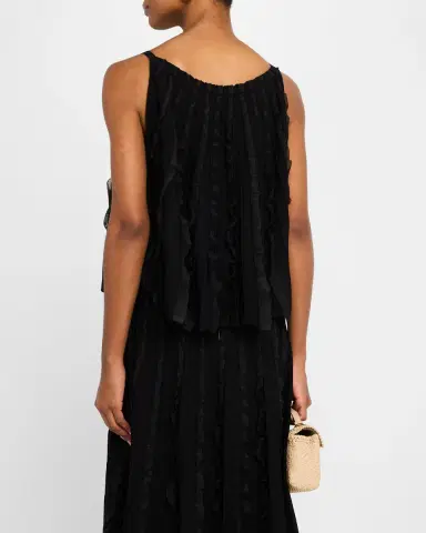 Emporio Armani Ribbed Ruffle-Trim Halter Tank | Thumbnail 3