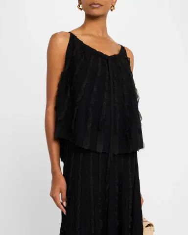 Emporio Armani Ribbed Ruffle-Trim Halter Tank | Thumbnail 4